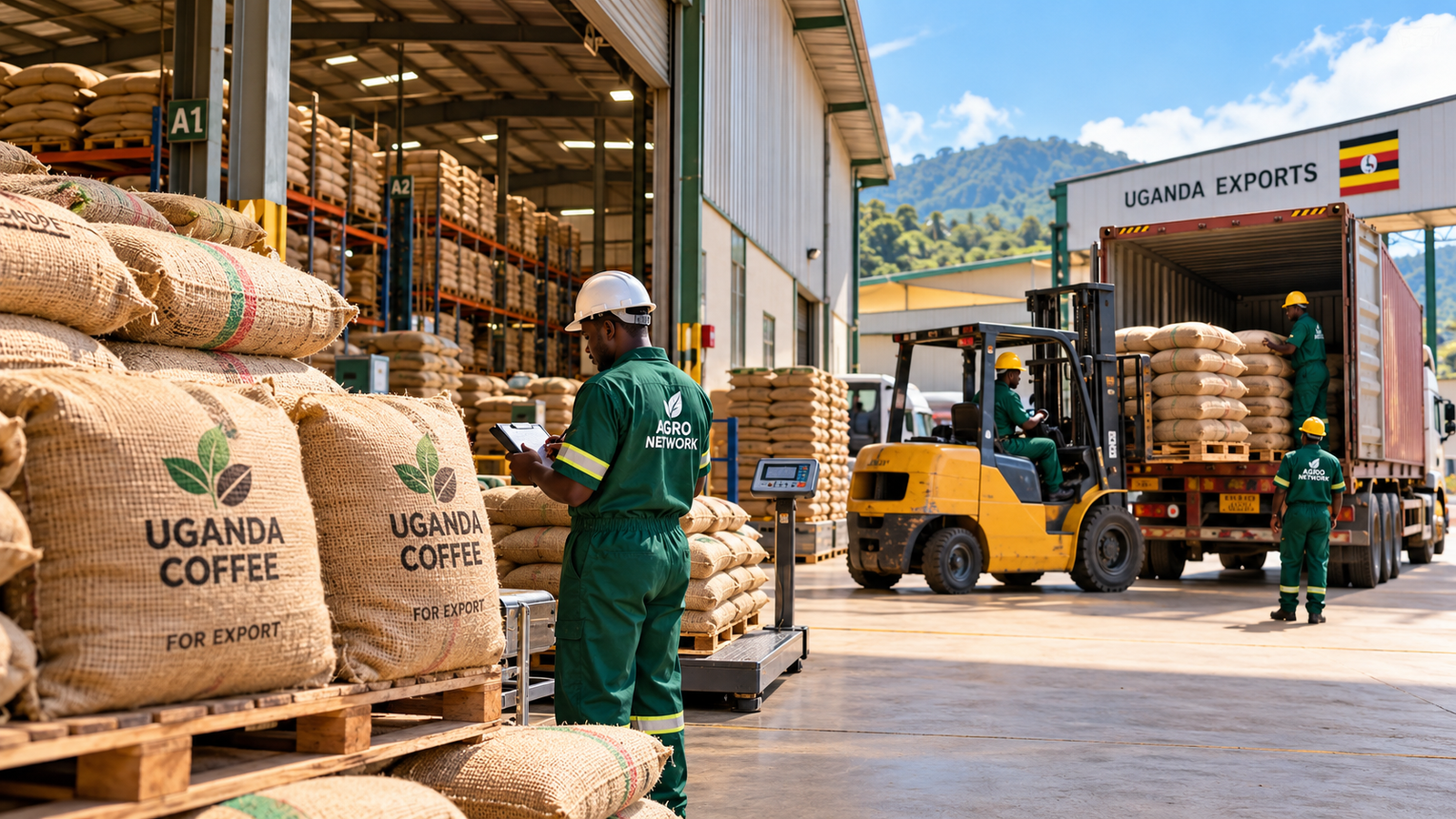 Export coffee and cocoa prepared for secure warehousing and shipment